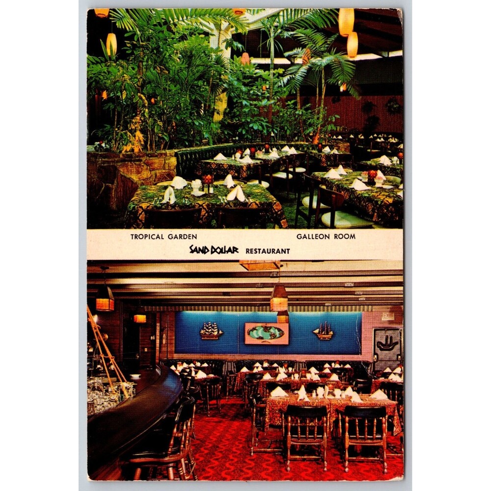 Postcard Florida St. Petersburg Sand Dollar Restaurant Tropical Galleon c1960s